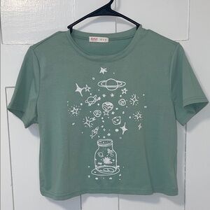 ROMWE Sage Green Graphic  Tee